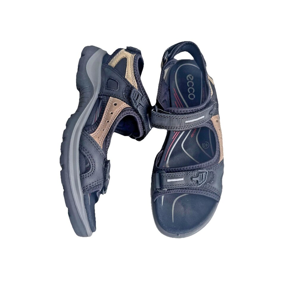 ECCO Yucatan Offroad Sandals Womens 9.5 Brown Black Hiking Walking Shoes